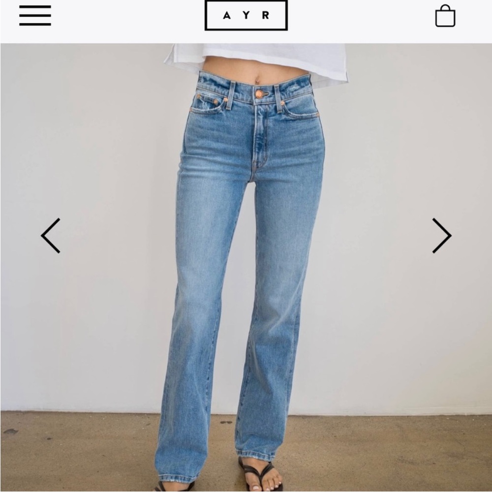 AYR Jeans The Sugar Straight Leg High Rise in Blue Light Wash Size 32